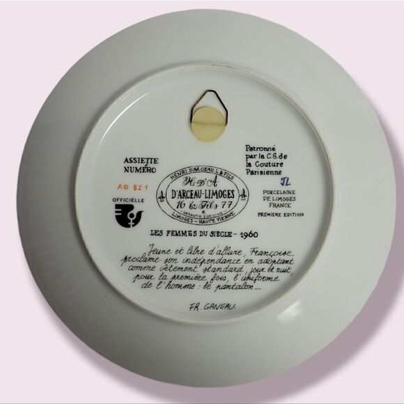 D'arceau-limoges Vintage Les Femmes Du Siecle Collector's Plate 1960 - Picture 2 of 2